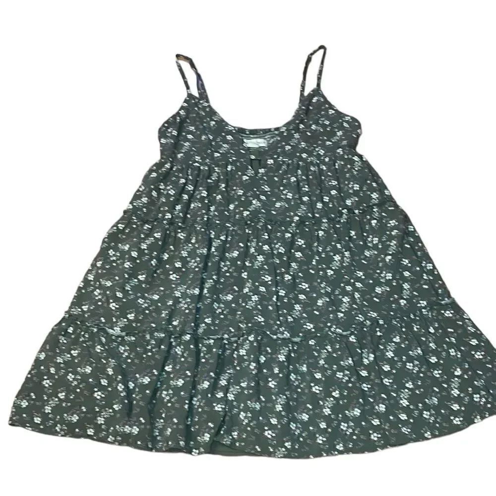 Aeropostale Sundress, sage green calico, tiers, ruffles, Small